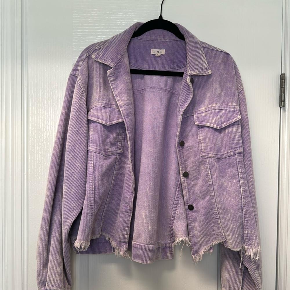 POL Purple Corduroy Raw Edge Jacket Medium